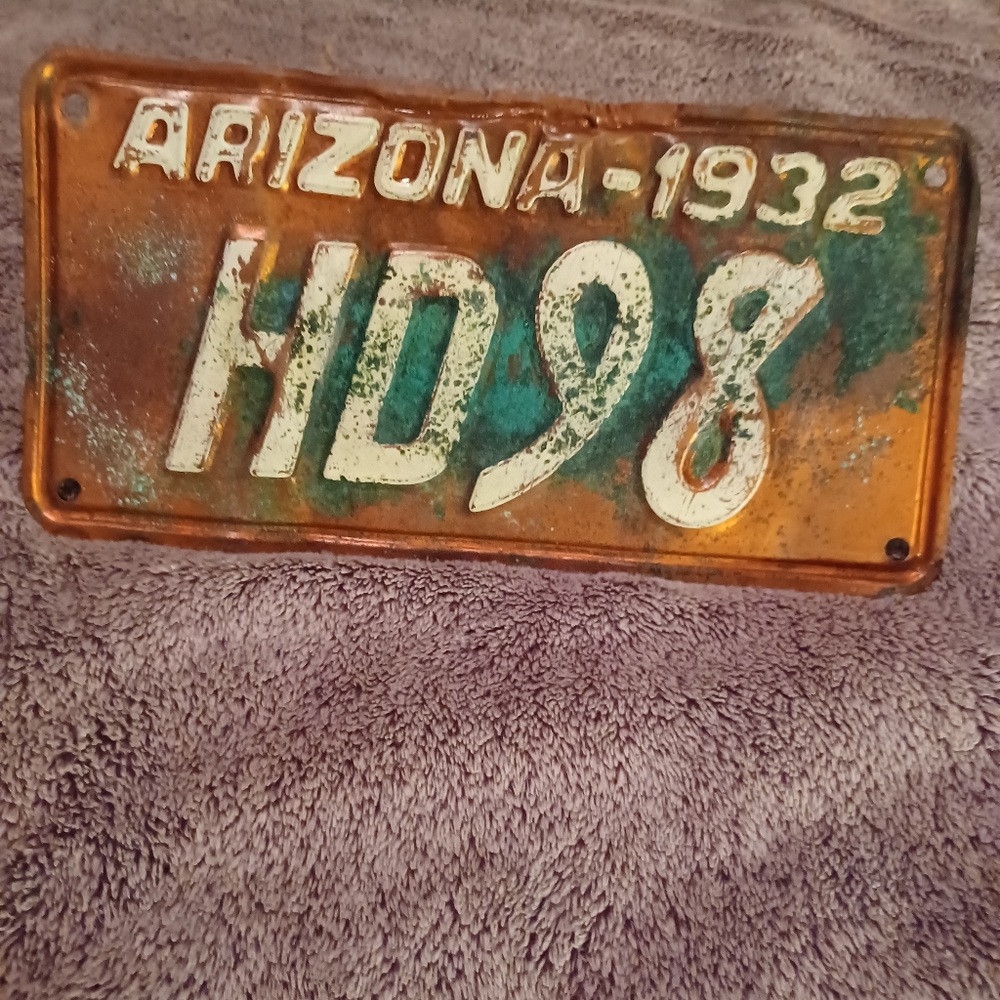 1932 Arizona vintage license plate when they started making the plates out of co